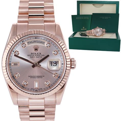 rolex day date rose gold 36mm leather|rolex presidential 36mm diamond bezel.